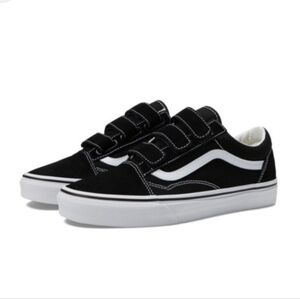 Vans Women's Black and White Velcro Sneakers